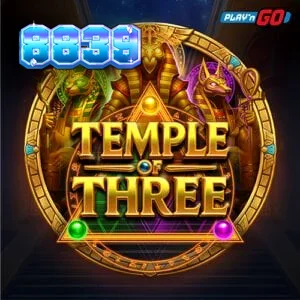 Interface do jogo Temple of Three com tema egípcio e grade 3x3.