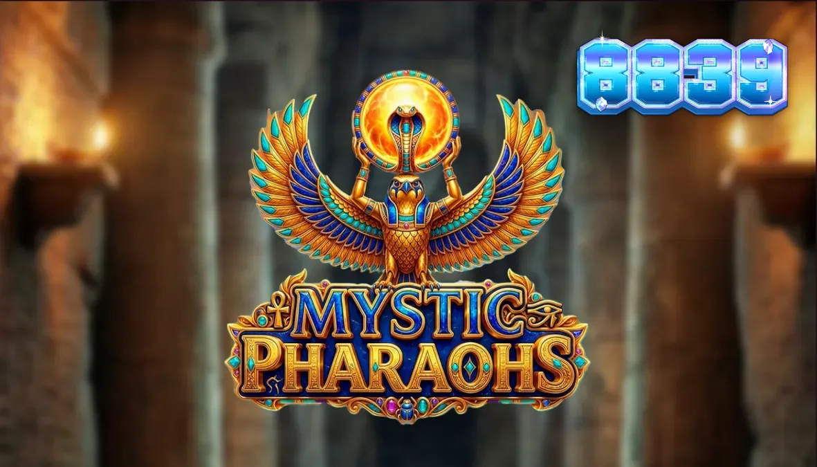 Interface do slot Mystic Pharaoh com símbolos egípcios e design dourado